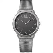 Calvin Klein Minimal Grey Dial Silver Mesh Bracelet Watch for Men - K3M51154