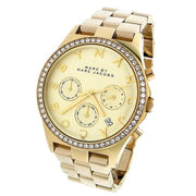Marc Jacobs Henry Chronograph Gold Dial Gold Steel Strap Watch for Women - MBM3105