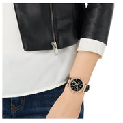 Swarovski Era Journey Chronograph Black Dial Black Leather Strap Watch for Women - 5295320