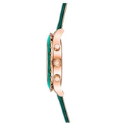 Swarovski Octea Lux Chrono Emerald Green Dial Green Leather Strap Watch for Women - 5452498