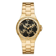 Michael Kors Lennox Quartz Black Dial Gold Steel Strap Watch For Women - MK7404