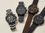 Fossil Nate Chronograph Grey Dial Brown Leather Strap Watch for Men - JR1424