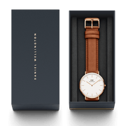 Daniel Wellington Dapper Durham White Dial Brown Leather Strap Watch For Women - DW00100113