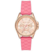 Michael Kors Mini Pilot Quartz Rose Gold Dial Pink Silicone Strap Watch For Women - MK7375