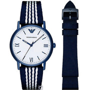 Emporio Armani Kappa White Dial Two Tone NATO Strap Watch For Men - AR80005
