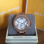 Michael Kors Camille Silver Diamonds Dial Gold Steel Strap Watch for Women - MK5756