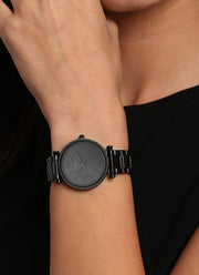 Fossil Carlie Black Dial Black Steel Strap Watch for Women - ES4488