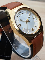 Marc Jacobs Baby Dave White Dial Brown Leather Strap Watch for Women - MBM1261