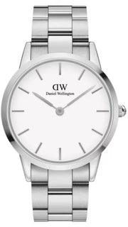 Daniel Wellington Iconic White Dial Silver Steel Strap Watch For Men - DW00100341