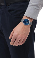Hugo Boss Horizon Blue Dial Grey Leather Strap Watch for Men - 1513539
