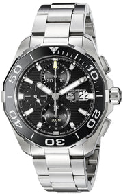 Tag Heuer Aquaracer Calibre 16 Day-Date Black Dial Silver Steel Strap Watch for Men - CAY211A.BA0927