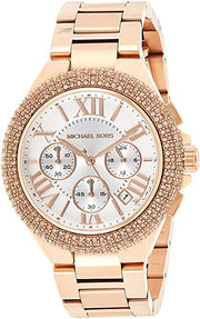 Michael Kors Camille Chronograph White Dial Rose Gold Steel Strap Watch for Women - MK5636