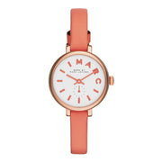 Marc Jacobs Sally White Dial Orange Leather Strap Watch for Women - MBM1355