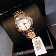 Marc Jacobs Amy White Dial Rose Gold Steel Strap Watch for Women - MBM3077