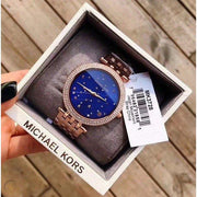 Michael Kors Darci Blue Dial Rose Gold Steel Strap Watch for Women - MK3728