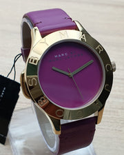 Marc Jacobs Purple Dial Purple Leather Strap Watch for Women - MBM1209