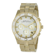 Marc Jacobs Blade Chronograph White Dial Gold Steel Strap Watch for Women - MBM3081