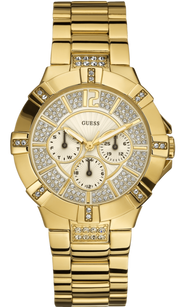 Guess Vista Diamonds Gold Dial Gold Steel Strap Watch for Women - W13573L1