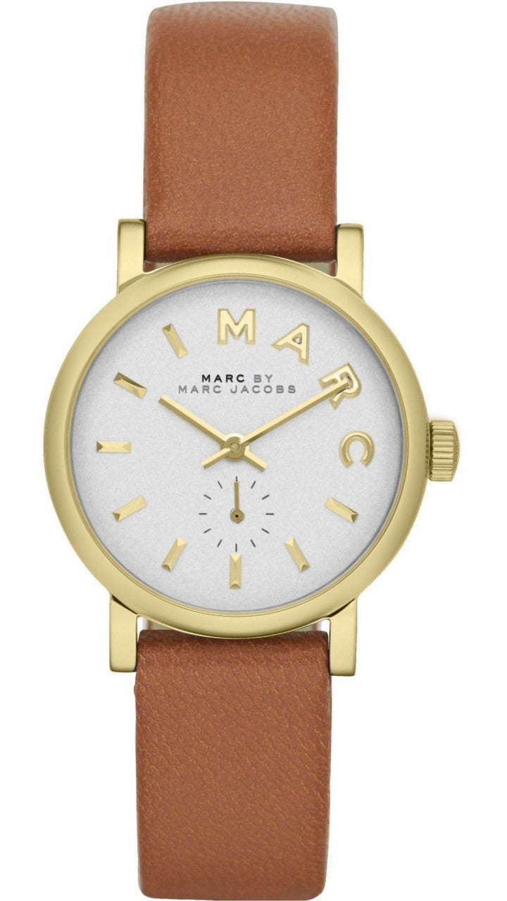 Marc Jacobs Baker White Dial Brown Leather Strap Watch for Women - MBM1317