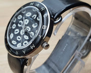 Marc Jacobs Amy Black Dial Black Leather Strap Watch for Women - MBM1163