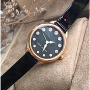 Marc Jacobs Betty Mother of Pearl Black Dial Black Leather Strap Watch for Women - MJ1513