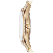 Michael Kors Lauryn Mother of Pearl White Dial Gold Steel Strap Watch for Women - MK3899