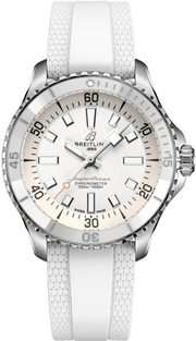 Breitling Superocean Automatic 36 White Dial White Rubber Strap Watch for Men - A17377211A1S1