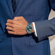 Daniel Wellington Iconic Link Emerald Green Dial Silver Steel Strap Watch For Men - DW00100427