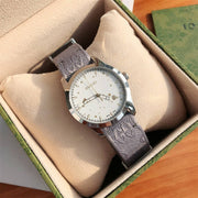 Gucci G Timeless Quartz White Dial Grey NATO Strap Watch For Women - YA1264184