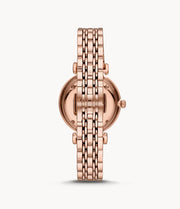 Emporio Armani T-Bar Gianni Crystal Pave Dial Rose Gold Steel Strap Watch For Women - AR11244