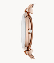 Emporio Armani Gianni T Bar Mother of Pearl Dial Rose Gold Mesh Bracelet Watch For Women - AR11320