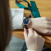 Emporio Armani Gianni T-Bar Quartz Blue Dial Blue Leather Strap Watch for Women - AR11424