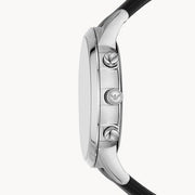 Emporio Armani Giovanni Chronograph Black Dial Black Leather Strap Watch For Men - AR11431