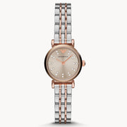 Emporio Armani Gianni T Bar Grey Dial Two Tone Steel Strap Watch For Women - AR1841