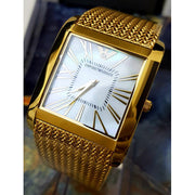 Emporio Armani Mother of Pearl Dial Gold Mesh Bracelet Watch For Men - AR2016