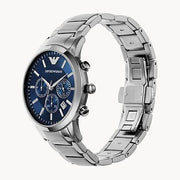 Emporio Armani Renato Chronograph Blue Dial Silver Steel Strap Watch For Men - AR2448