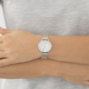 Emporio Armani Gianni T Bar Mother of Pearl Dial Two Tone Steel Strap Watch For Women - AR2508