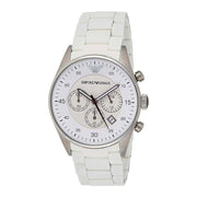 Emporio Armani Sport Chronograph White Dial White Silicone Strap Watch For Men - AR5859