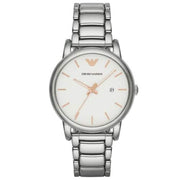 Emporio Armani Quartz White Dial Silver Steel Strap Watch For Men - AR90000