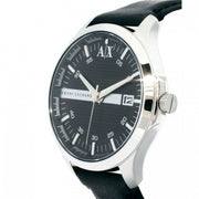 Armani Exchange Hampton Chronograph Black Dial Black Leather Strap Watch For Men - AX2101