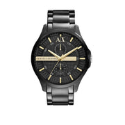 Armani Exchange Hampton Chronograph Black Dial Black Steel Strap Watch For Men - AX2121