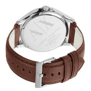 Armani Exchange Hampton Chronograph White Dial Brown Leather Strap Watch For Men - AX2187