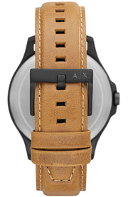 Armani Exchange Hampton Chronograph Green Dial Brown Leather Strap Watch For Men - AX2412