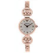 Emporio Armani Retro Quartz Silver Dial Rose Gold Steel Strap Watch For Women - AR1776