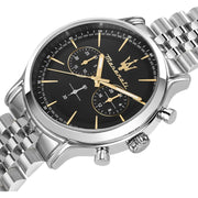 Maserati Epoca Chronograph Black Dial Silver Steel Strap Watch For Men - R8873618017