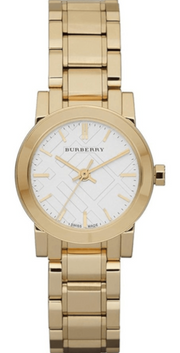 Burberry The City White Dial Gold Steel Strap Watch for Women - BU9103