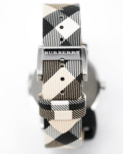 Burberry The City Nova Silver Dial White Leather Strap Watch for Women - BU9022