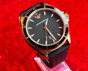 Emporio Armani Sport Quartz Black Dial Black Rubber Strap Watch For Men - AR11101