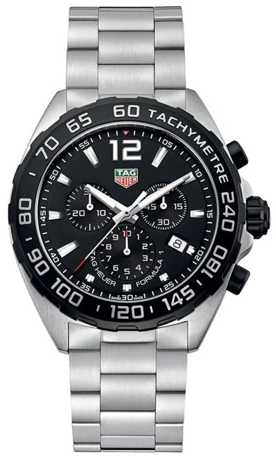 Tag Heuer Formula 1 Chronograph Black Dial Silver Steel Strap Watch for Men - CAZ1010.BA0842