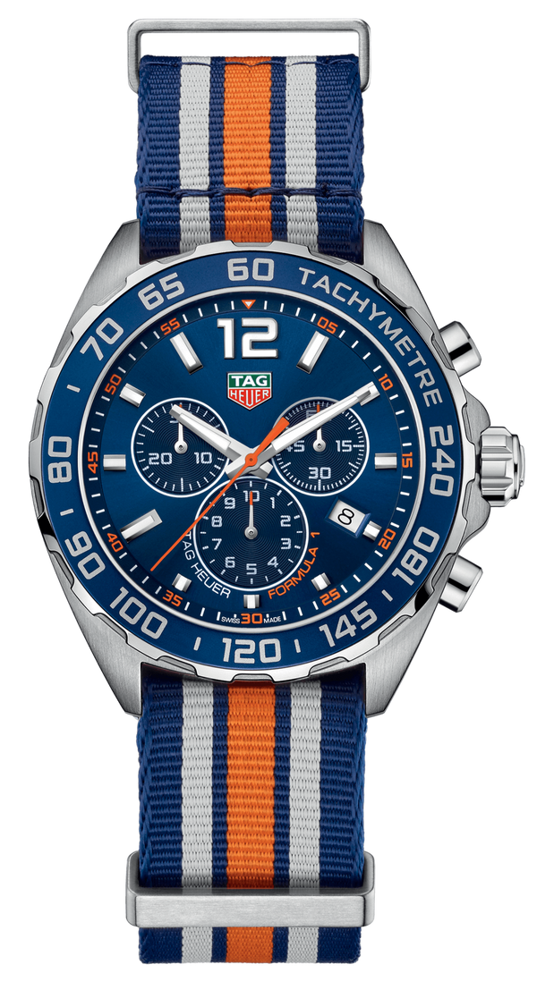 Tag Heuer Formula 1 Chronograph 43mm Blue Dial NATO Strap Watch for Men - CAZ1014.FC8196